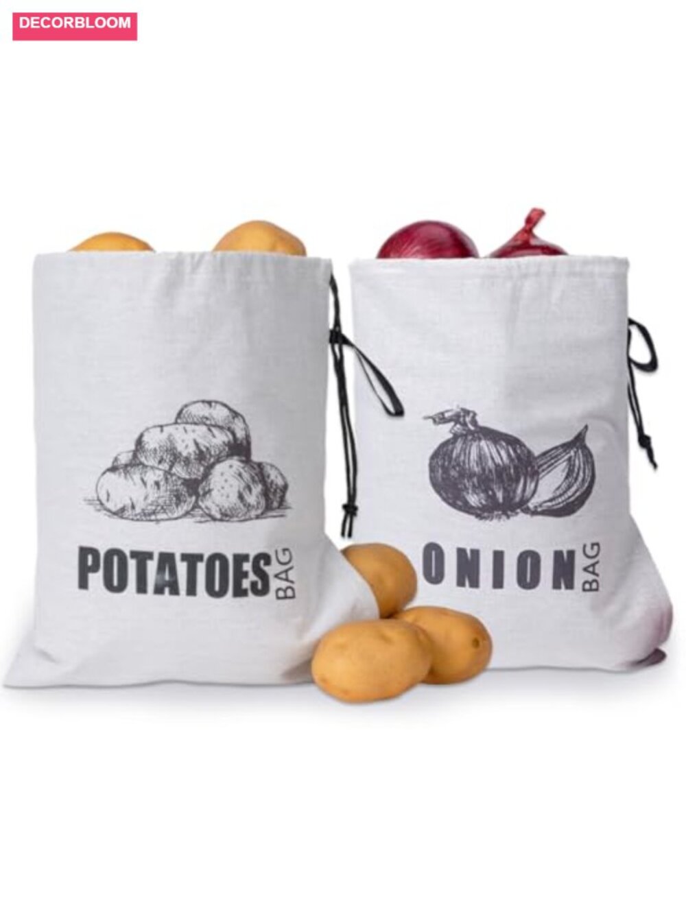 Potato Onion Storage Bag Canvas Blackout Lined 8lb Reusable Produce Bag